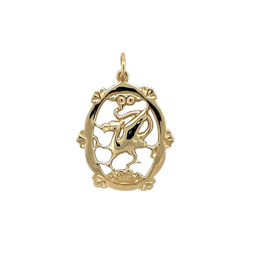 9ct Gold Welsh Dragon Fancy Pendant