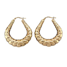Load image into Gallery viewer, 9ct Gold Patterned Twisted Creole Earrings

