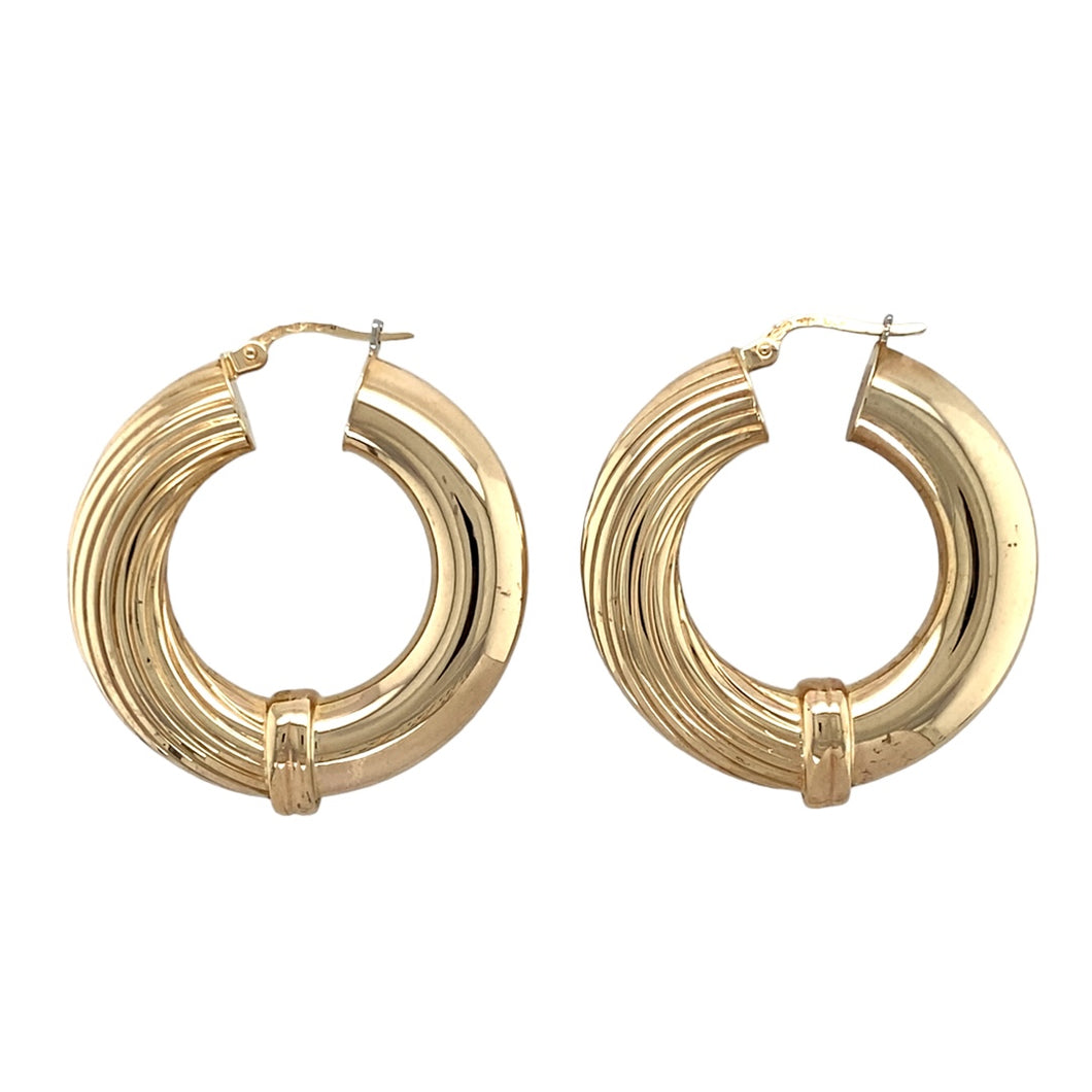 9ct Gold Patterned Hoop Creole Earrings