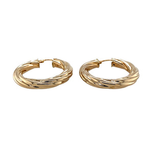 Preowned 9ct Yellow Gold Twisted Hoop Creole Earrings with the weight 3 grams