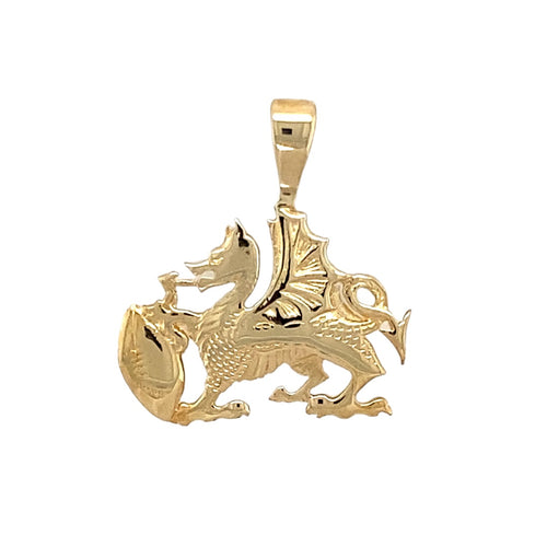9ct Gold Welsh Dragon Rugby Ball Pendant