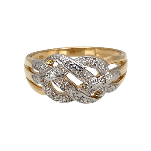 9ct Gold & Diamond Set Celtic Knot Ring