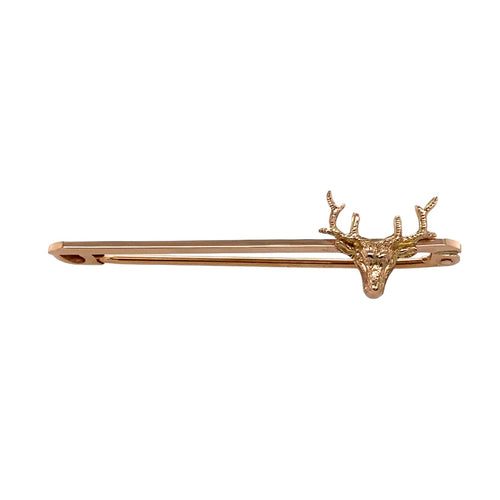 9ct Gold Stag Head Tie Pin/Brooch