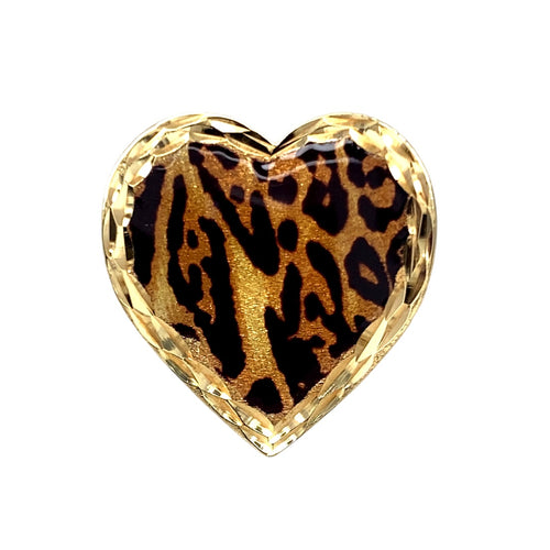18ct Gold Leopard Print Heart Dress Ring