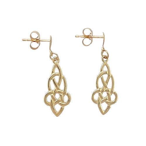 9ct Gold Celtic Knot Drop Earrings