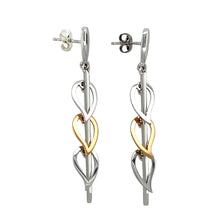 Load image into Gallery viewer, 9ct White Gold Bar Leaf Dropper Earrings
