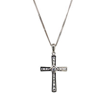 Load image into Gallery viewer, 9ct White Gold &amp; Cubic Zirconia Set Cross 18&quot; Necklace
