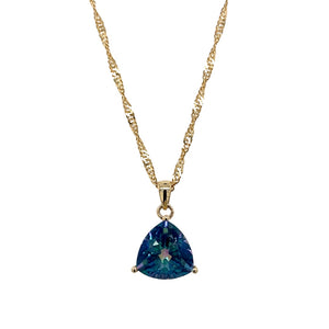9ct Gold & Blue Mystic Topaz Triangular 18" Necklace