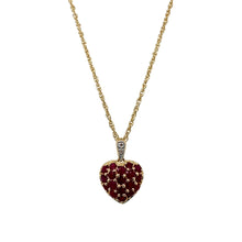 Load image into Gallery viewer, 9ct Gold Diamond &amp; Ruby Set Heart 18&quot; Necklace
