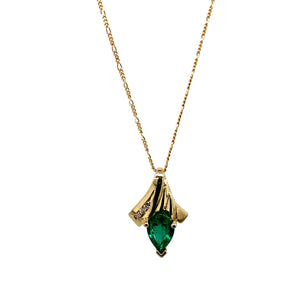 14ct Gold Diamond & Emerald 18" Necklace