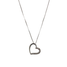 Load image into Gallery viewer, 9ct White Gold &amp; Diamond Set Open Heart 18&quot; Necklace
