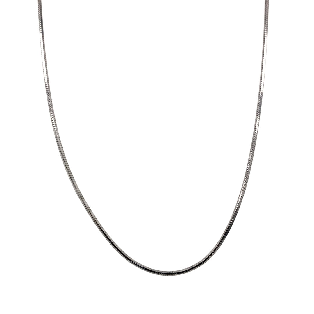 New 9ct White Gold 18" Squared Snake Pendant Chain
