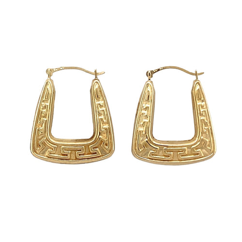 9ct Gold Greek Key Creole Earrings