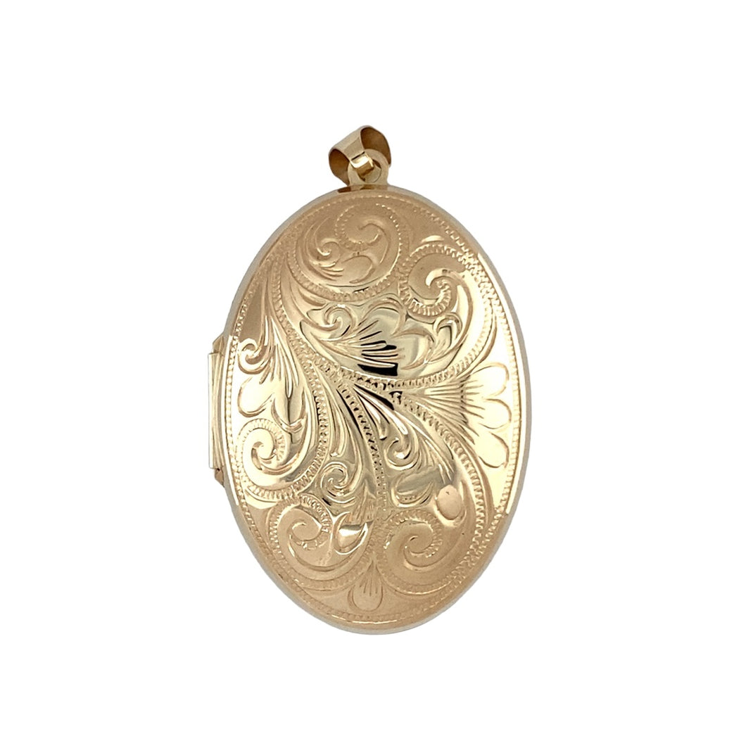 9ct Gold Patterned Oval Locket