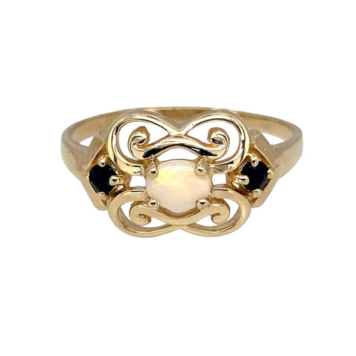 9ct Gold Sapphire & Opal Set Ring