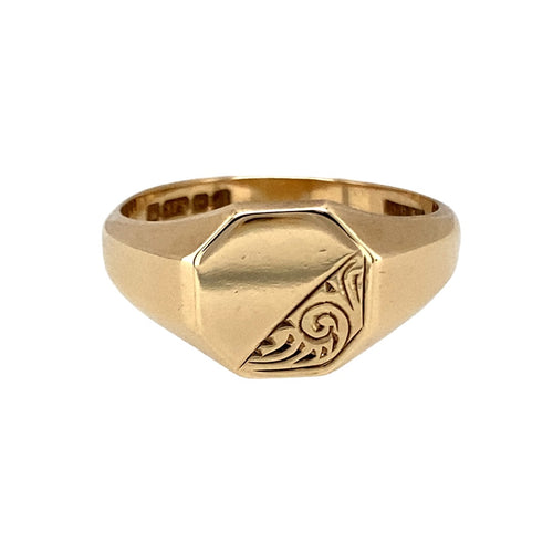9ct Gold Patterned Signet Ring