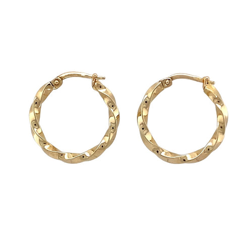 9ct Gold Twisted Creole Earrings
