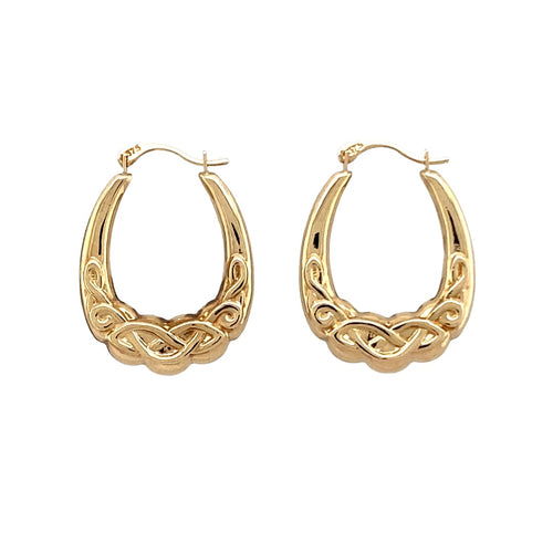 9ct Gold Celtic Knot Creole Earrings