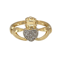 Load image into Gallery viewer, 9ct Gold &amp; Diamond Set Claddagh Ring
