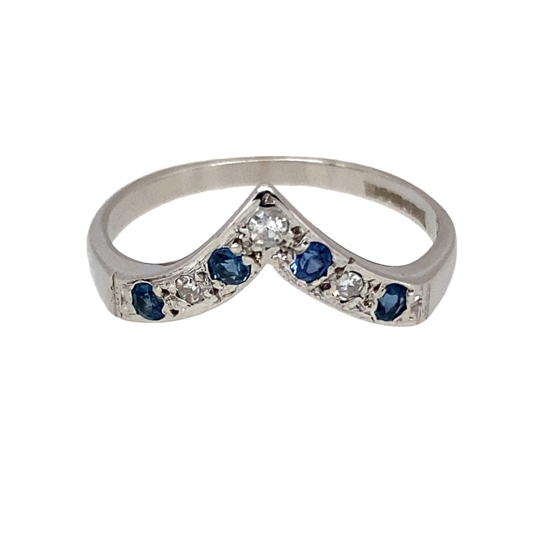 Sapphire and diamond wishbone ring hotsell
