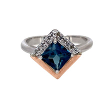 Load image into Gallery viewer, 925 Silver Blue Topaz &amp; Cubic Zirconia Clogau Ring
