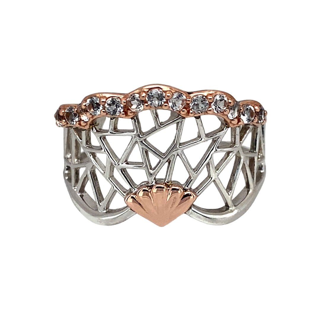 925 Silver & Cubic Zirconia Shell Clogau Ring