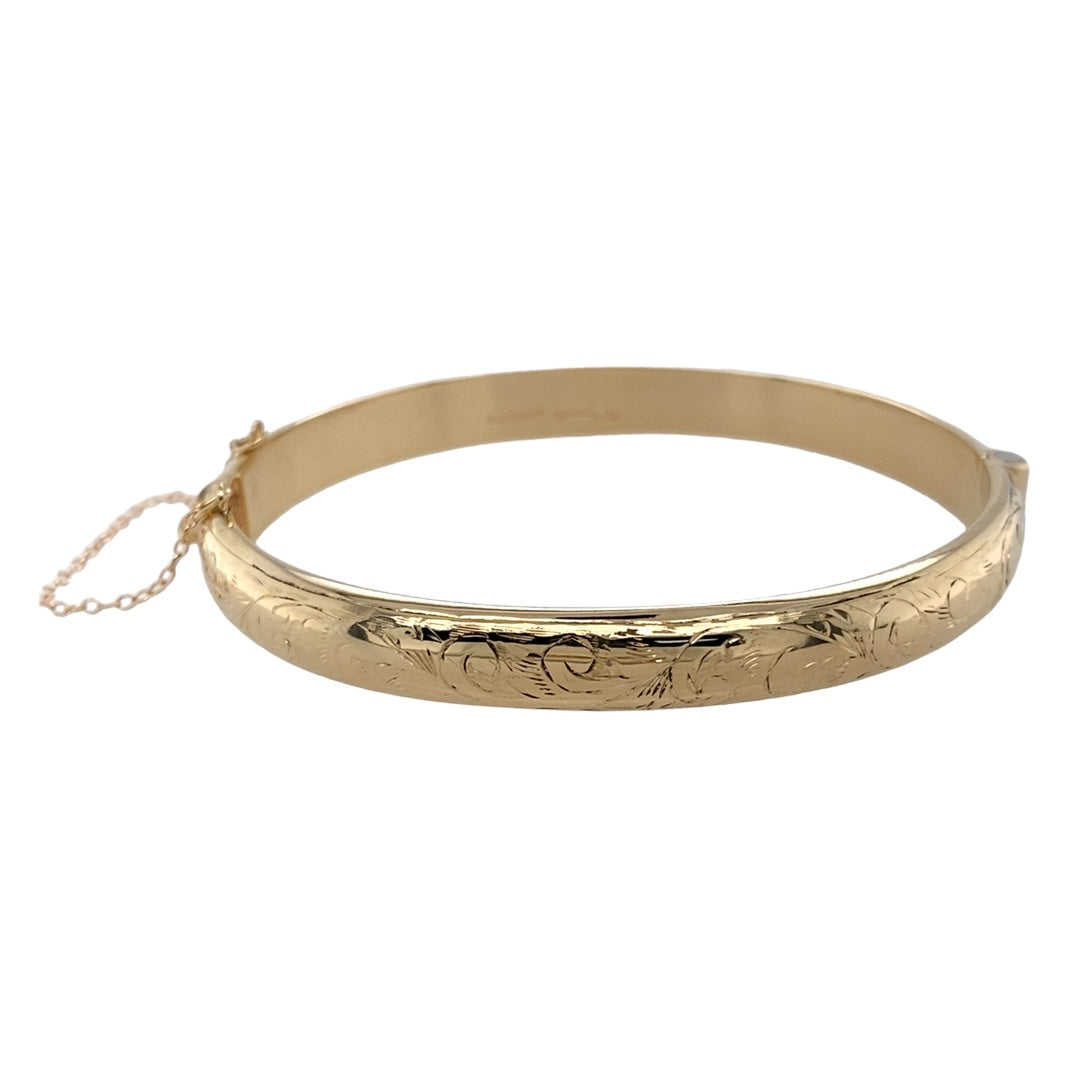 9ct Gold Engraved Hinged Bangle Gold Reserves Jewellers