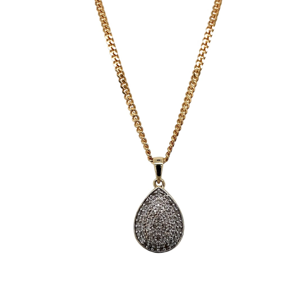 9ct Gold & Diamond Set Teardrop Cluster 18