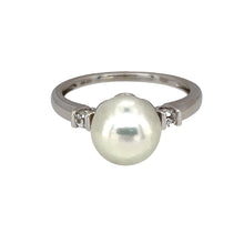 Load image into Gallery viewer, 9ct White Gold Pearl &amp; Cubic Zirconia Set Ring
