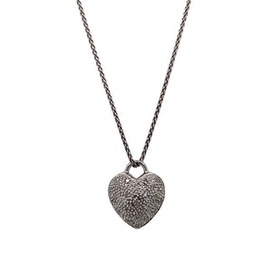 9ct White Gold & Diamond Set Heart 20" Necklace