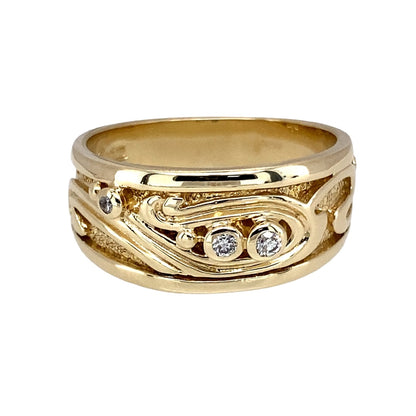 9ct Gold & Diamond Set Clogau Swirl Band Ring