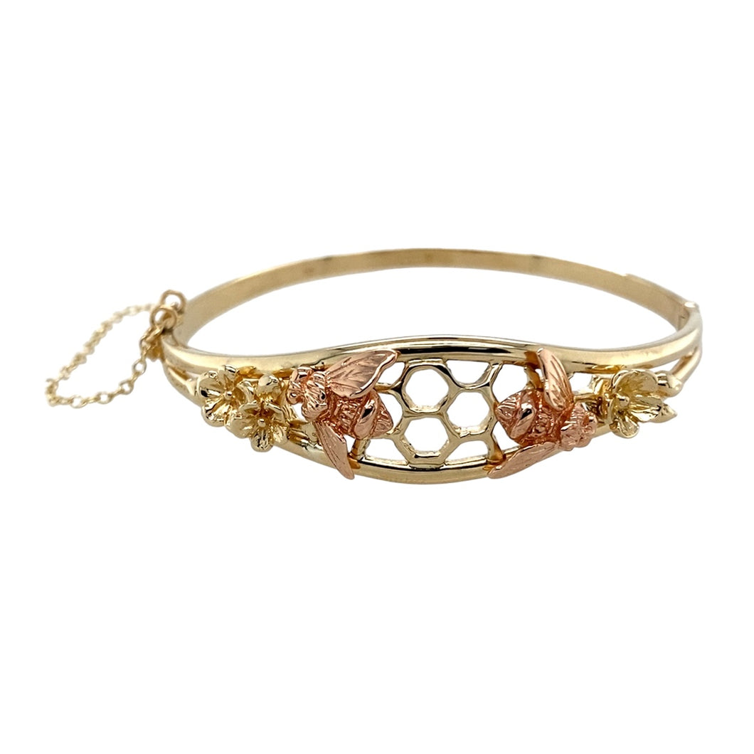 9ct Gold Clogau Honeycomb and Bee Bangle