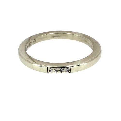 9ct White Gold & Diamond Set 2mm Wedding Band Ring