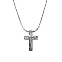 Load image into Gallery viewer, 18ct White Gold &amp; Diamond Set Cross 16&quot; Necklace
