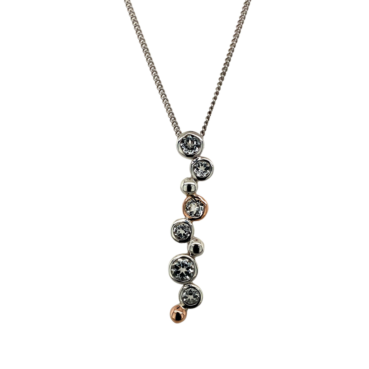 925 Silver & White Topaz Set Clogau Bubble 18" - 22" Necklace