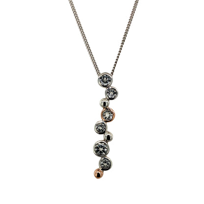 925 Silver & White Topaz Set Clogau Bubble 18" - 22" Necklace