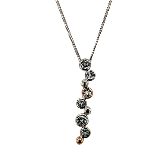 925 Silver & White Topaz Set Clogau Bubble 18" - 22" Necklace