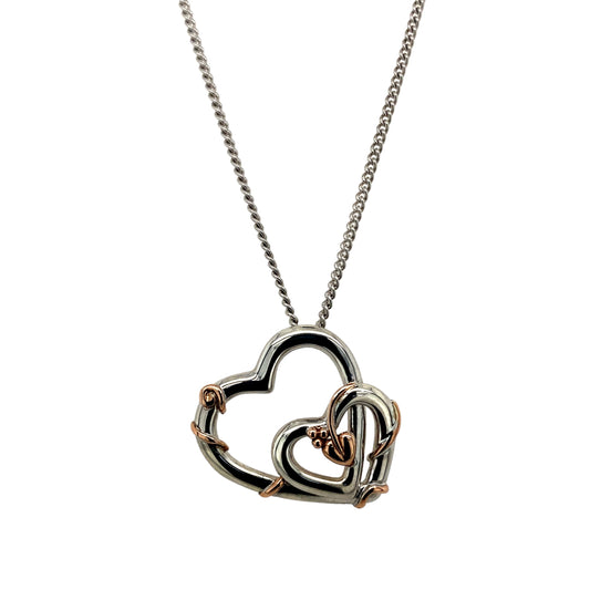 925 Silver Clogau Tree of Life Double Heart 18" - 22" Necklace