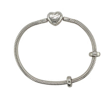 Load image into Gallery viewer, Preowned 925 Silver Clogau with 9ct Rose Gold Clogau 7&quot; Charm Bracelet with the weight 13.50 grams. The clasp is a heart shaped charm which says love, luck and happiness
