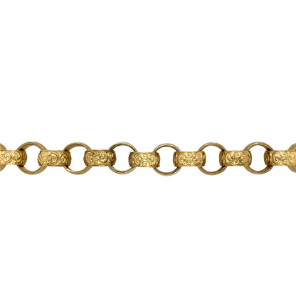 New 9ct Solid Gold 9" Patterned Belcher Bracelet