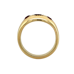 New 9ct Gold & Garnet Set Trilogy Ring
