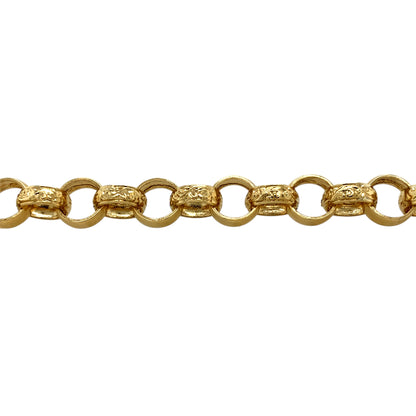 New 9ct Solid Gold 8.5" Patterned Belcher Bracelet