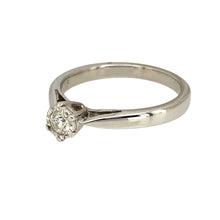 Load image into Gallery viewer, Preowned 9ct White Gold &amp; Diamond Illusion Set Solitaire Ring in size Q with the weight 3.50 grams. The diamond is approximately 15pt with approximate clarity Si and colour K - M
