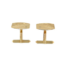 Load image into Gallery viewer, 9ct Gold &amp; Diamond Set Engraved Patterned Cufflinks
