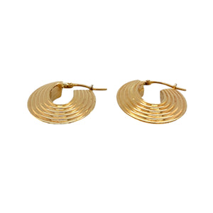 Preowned 9ct Yellow Gold Patterned Oval Creole Earrings with the weight 3.40 grams