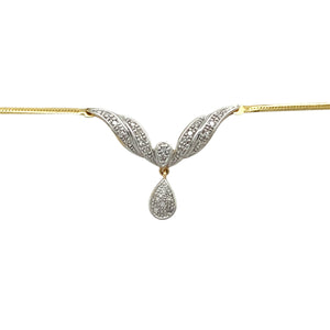 Preowned 9ct Yellow and White Gold & Diamond Set 16" Necklace with the weight 3.90 grams