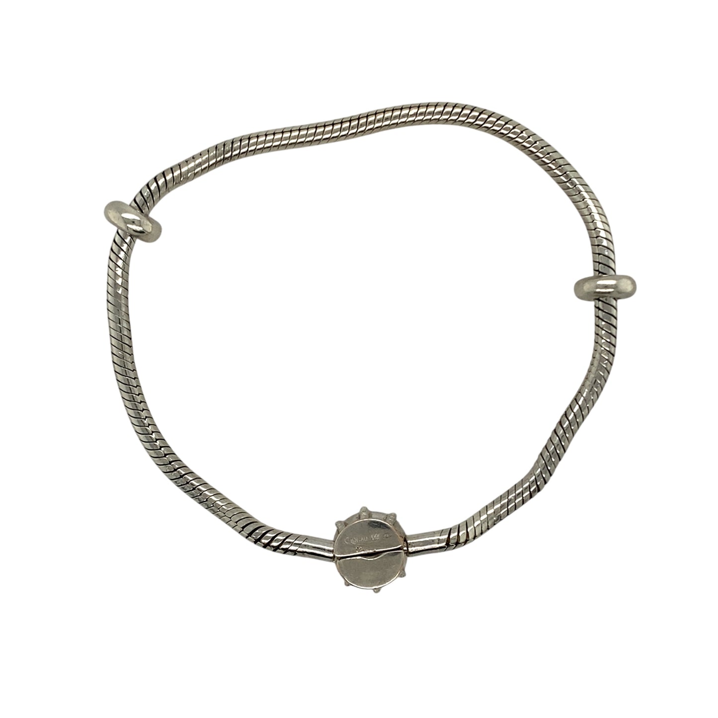 Preowned 925 Silver & 9ct Clogau Rose Gold Clogau Crown Charm Bracelet with the weight 16.60 grams. The crown clasp is 11mm diameter