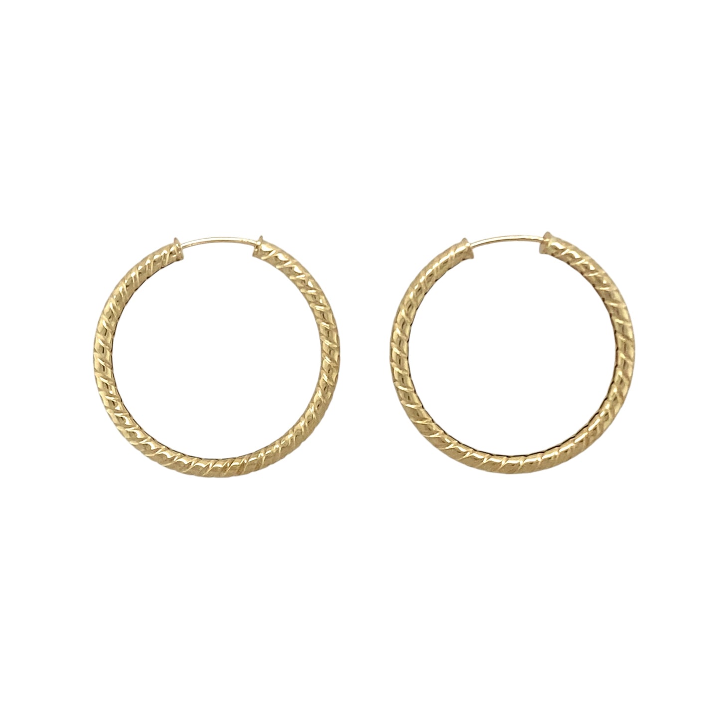 9ct Gold Patterned Hoop Earrings