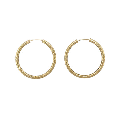 9ct Gold Patterned Hoop Earrings