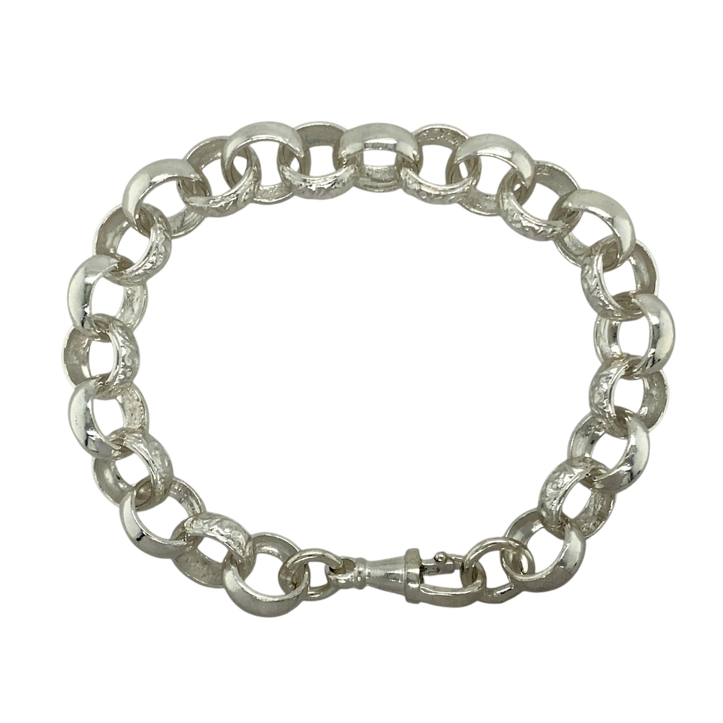 New 925 Silver 8" Patterned Belcher Bracelet